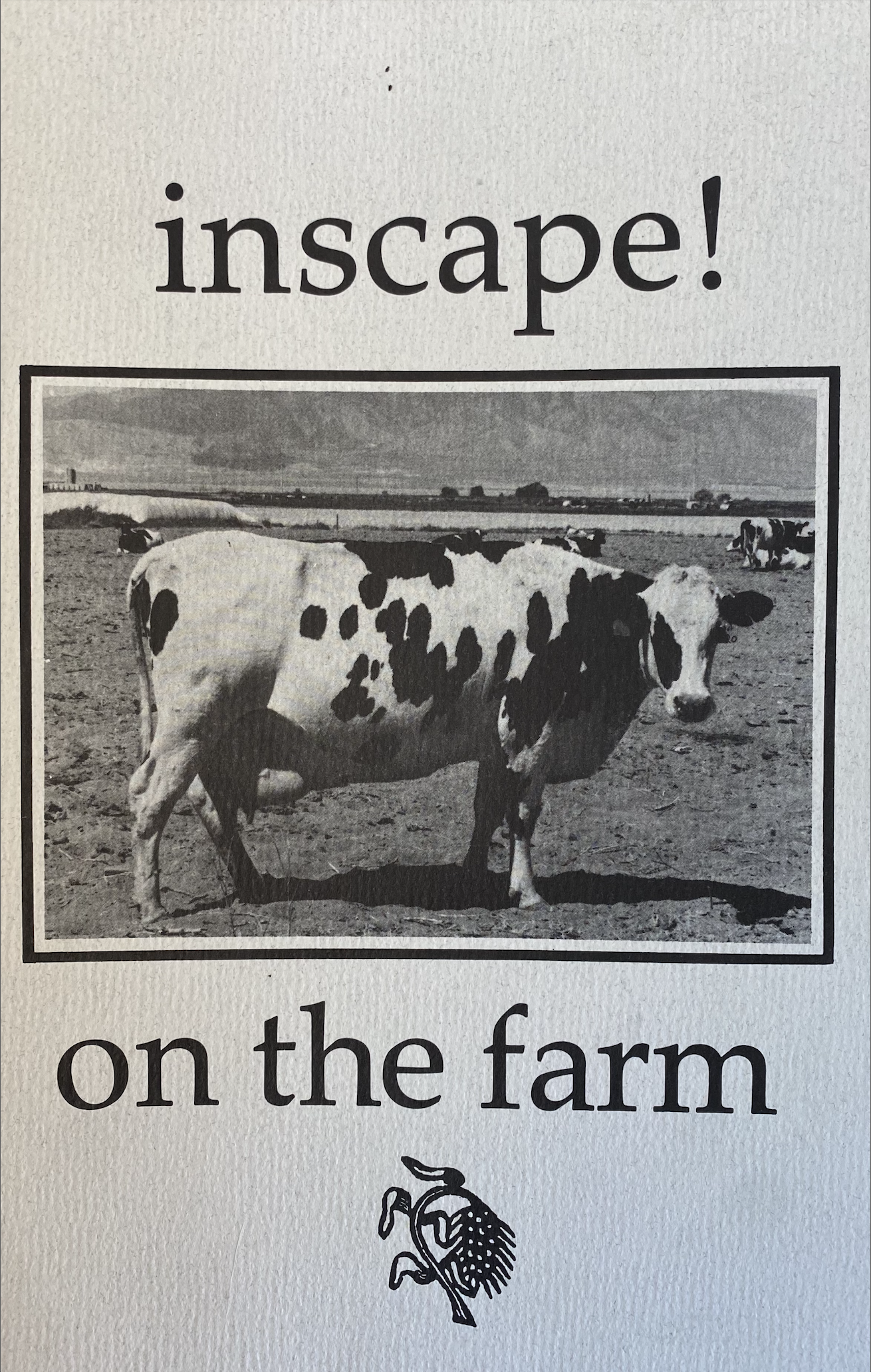 an image of a black and white photo of a cow in a field