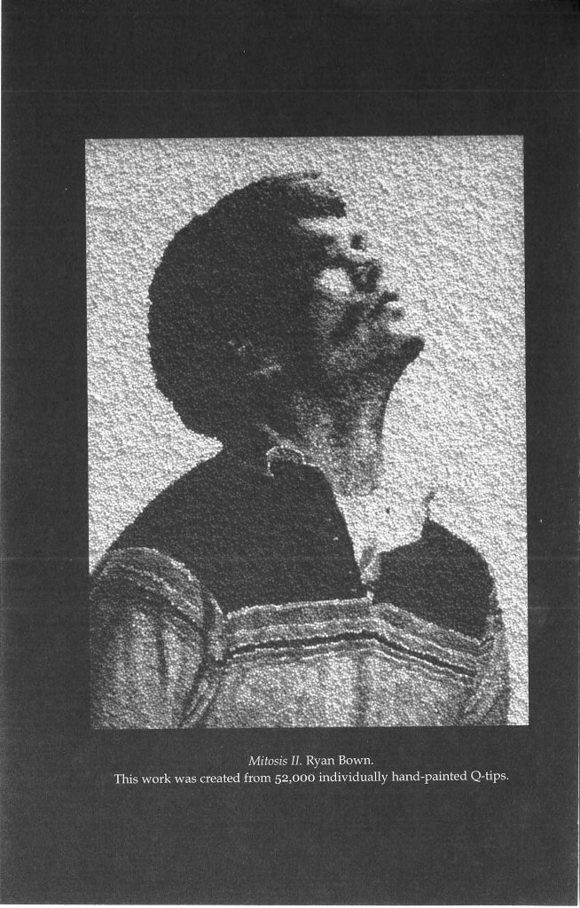 A picture of a man, but the picture is made by 52,000 painted Q-tips