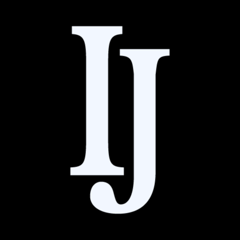 White IJ (Inscape Journal) logo with black background